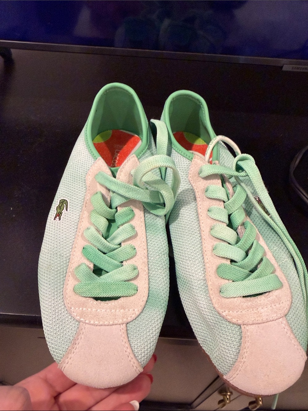 Lacoste Women's Mint Green & Pale Pink Low-Profile Sneakers